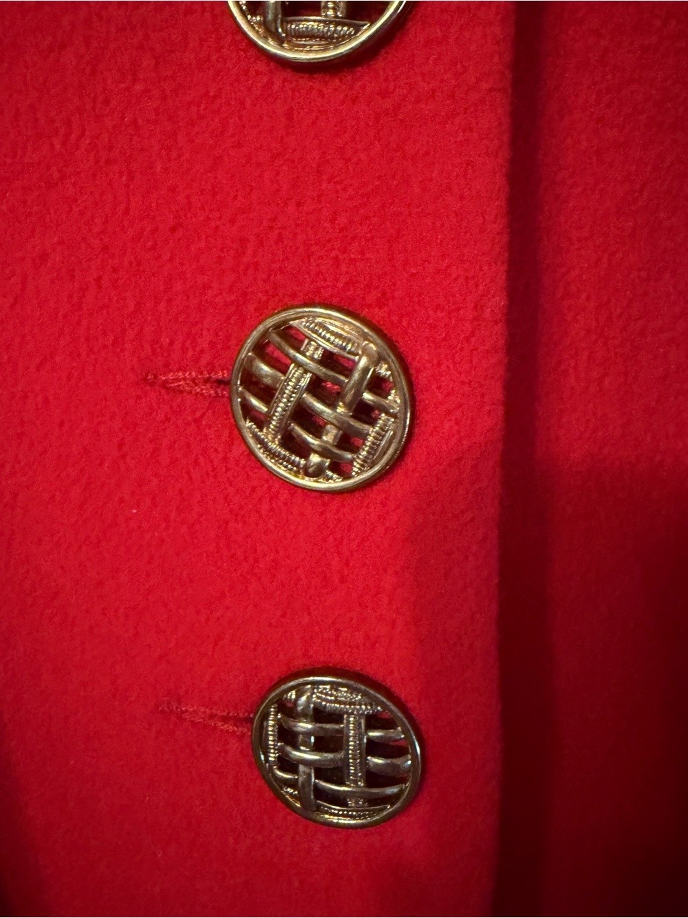 ANDREA II Red Coat with Black Trim & Gold Buttons Vintage 1960’s Size 16W - Picture 7 of 10
